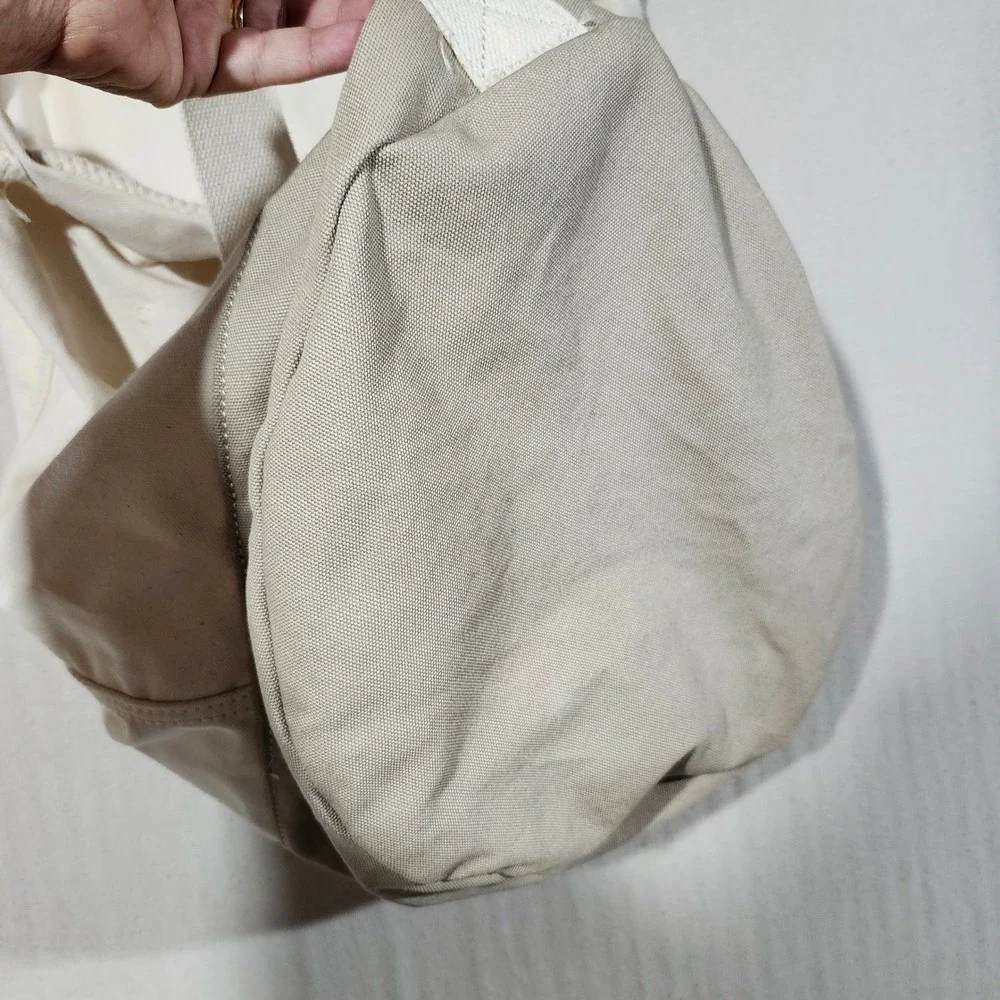 Lands End Canvas Laundry Bag Natural‎ Khaki Drawstring Shoulder Strap Large Dorm